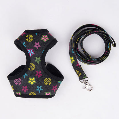 Chewy Vuitawn Noir Dog Harness and Leash Set | Dog Harness Set