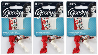 Goody WoMens Ouchless Ribbon Elastics Vintage Floral White 3 Count
