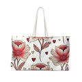 Red Floral Heart Weekender Bag | Large Travel Tote | Carryon Mom | Mother Gift
