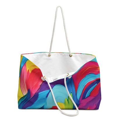 Colorful Abstract Paint Brush Strokes Weekender Bag | Vibrant Swirl Large Tote Bag