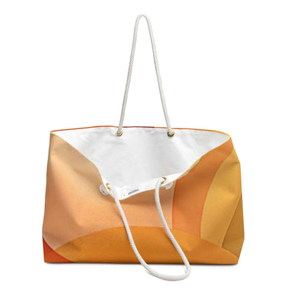 Abstract Sunset Circles Weekender Bag | Orange Yellow Gradient, Large Tote Bag