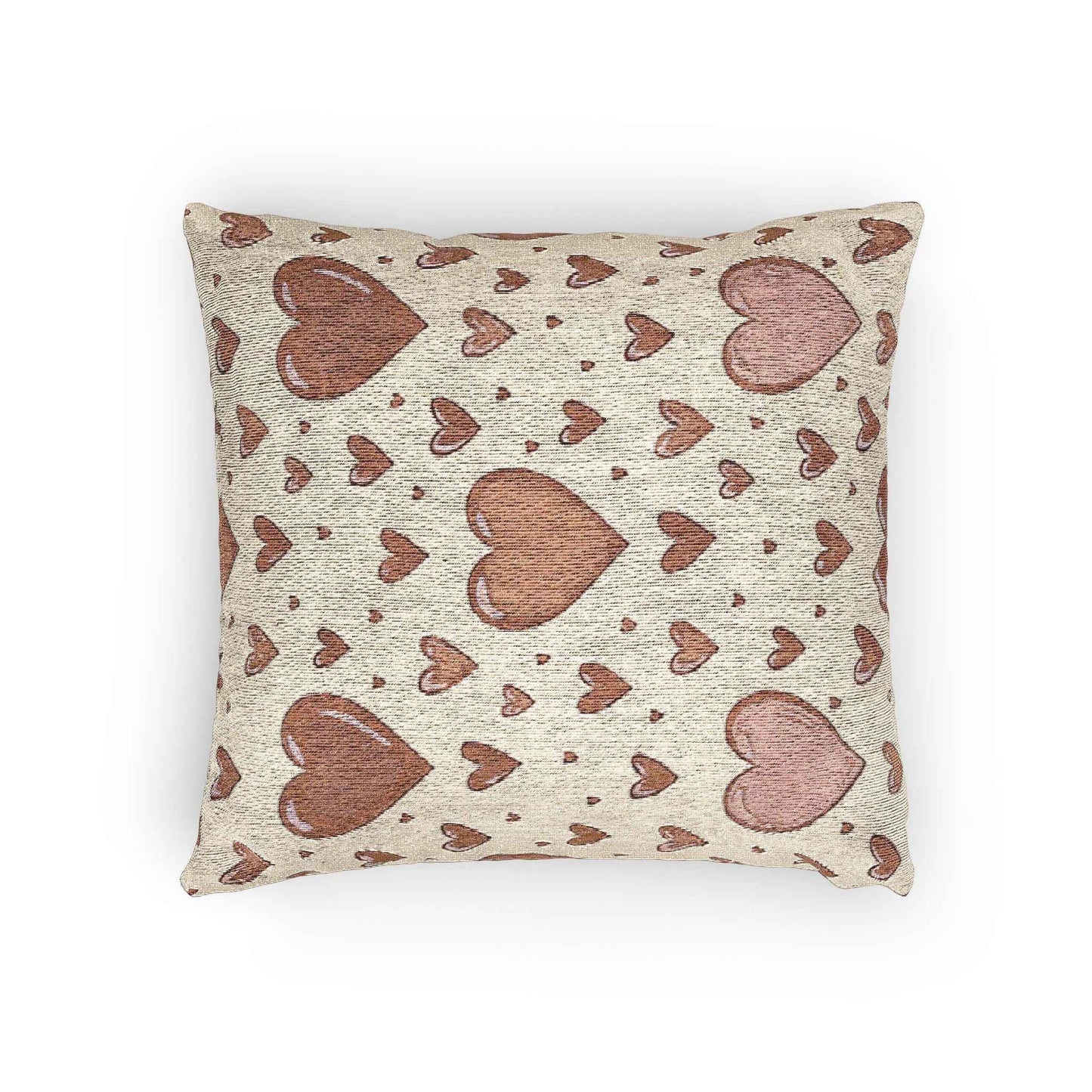 Pink Heart Pattern Woven Pillow | Boho Valentine Home Decor