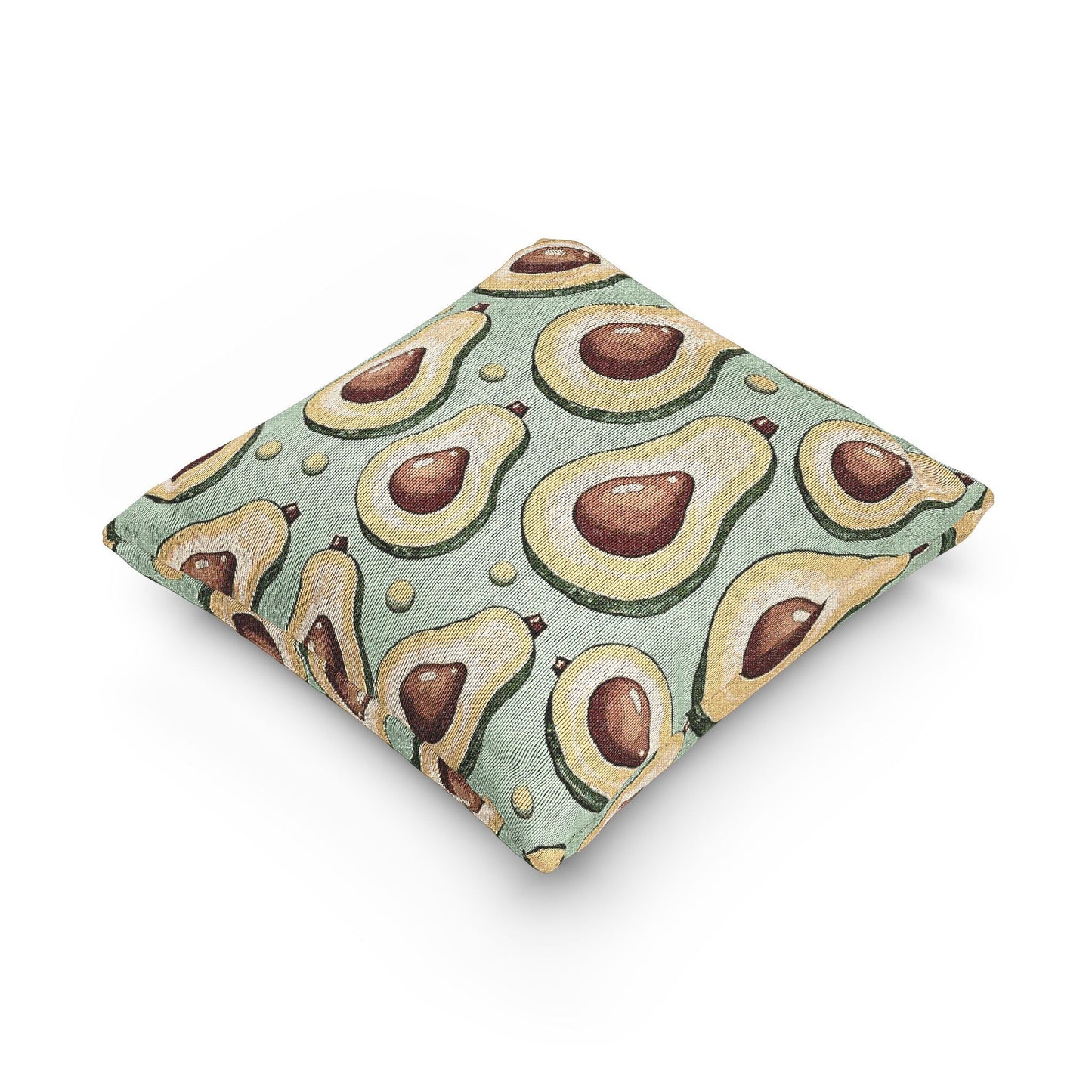 Avocado Pattern Woven Pillow — Retro Green Kitchen Decorative Throw Pillow