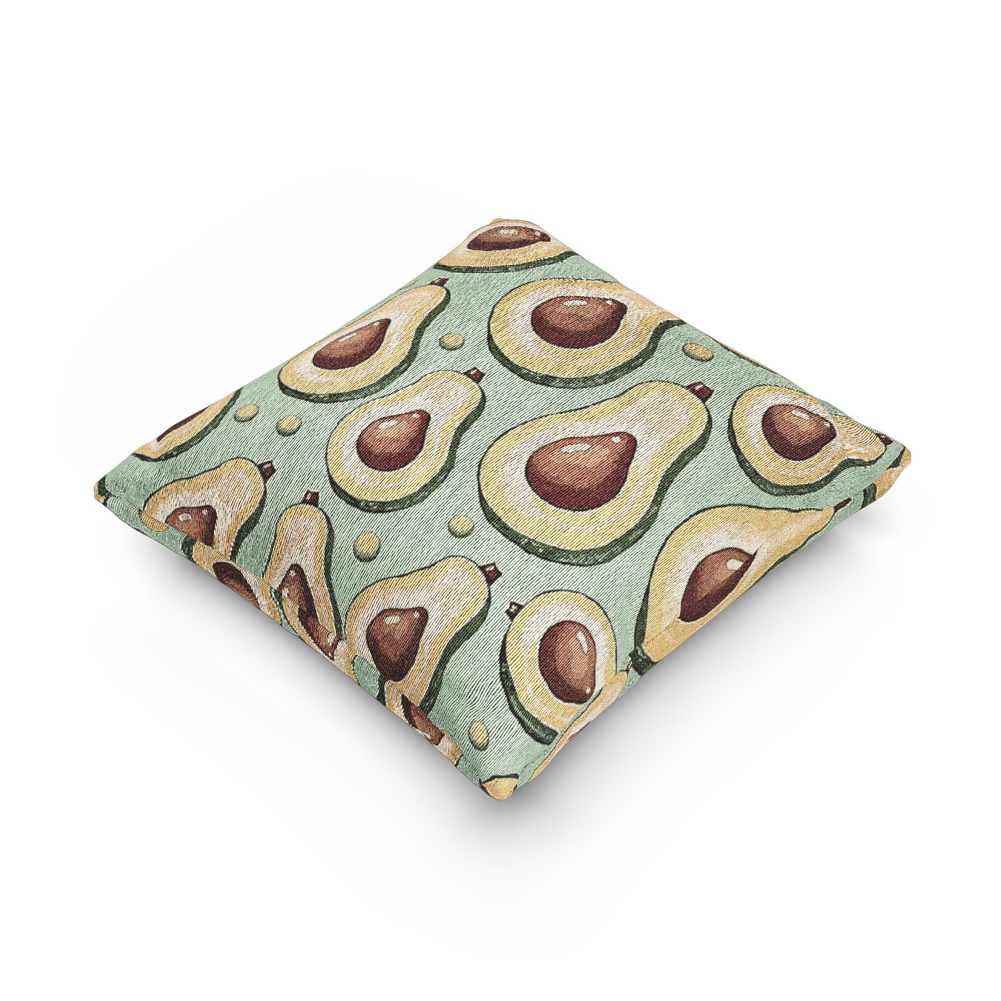 Avocado Pattern Woven Pillow — Retro Green Kitchen Decorative Throw Pillow