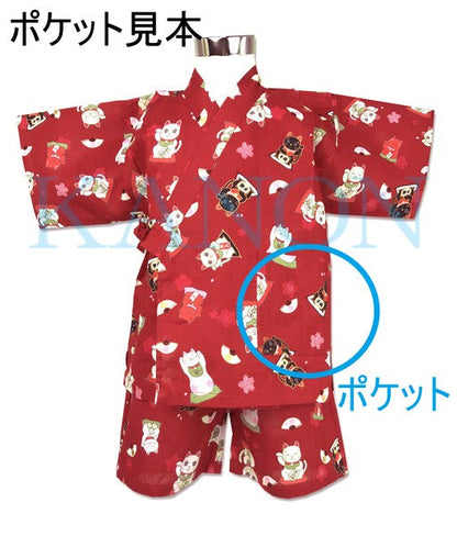 [Pre-Order] Girls' Jinbei Set: Flower Cart - Black 2-Piece Set (Textured Cotton) (Save 10% in March)