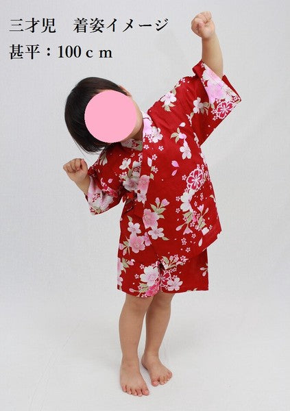 [Pre-Order] Girls' Jinbei Set: Flower Cart - Black 2-Piece Set (Textured Cotton) (Save 10% in March)