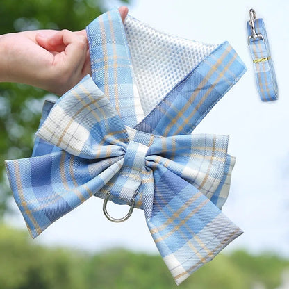 Bow Detail Dog Harness and Leash Set | Dog Walking Outfit