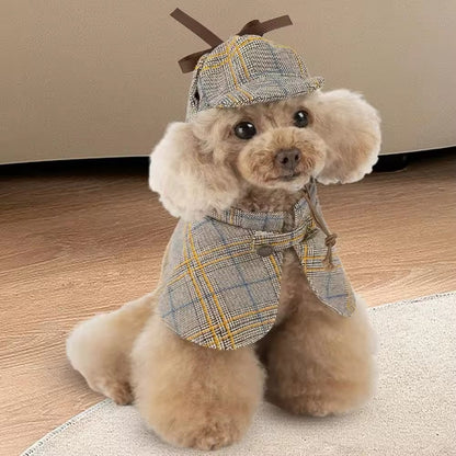 Purrrrelock Holmes Dog Cape Set | Plaid Pet and Dog Outfit