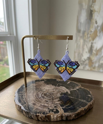 Butterfly Beaded Earrings (Blue)