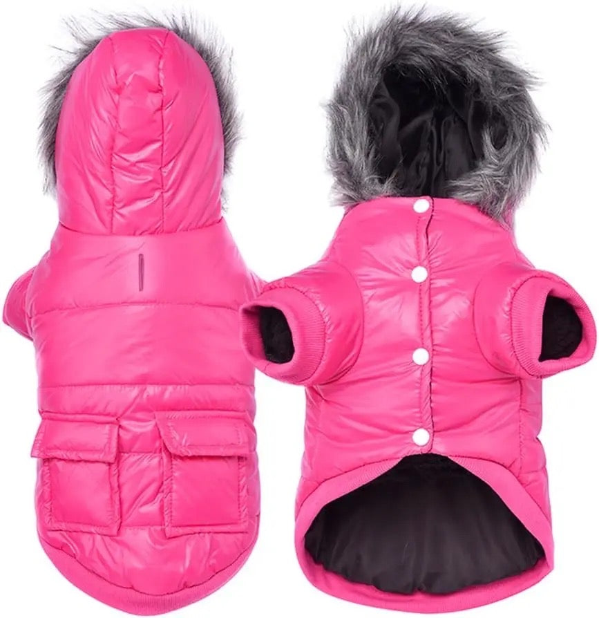 Dog Fur Hood Jacket | Luxe Hooded Dog Coat