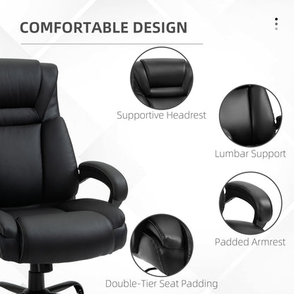 PU Leather Executive Office Chair with High Back, Adjustable Height and Swivel Wheels, 400LBS Capacity, Brown