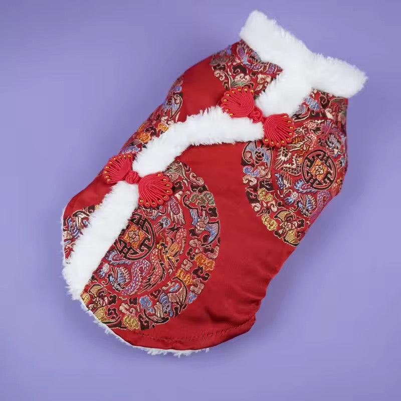Lunar New Year Prosperity Brocade Dog Vest
