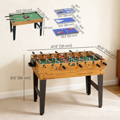 48 in 13-in-1 Combo Multi Game Table with Foosball, Pool, Hockey and More for Adults, Light Walnut