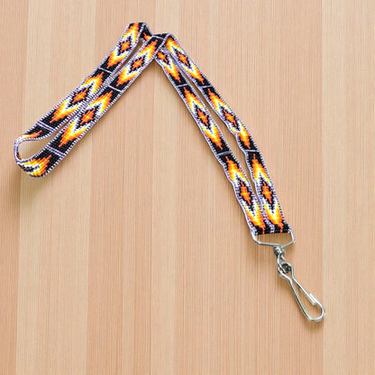 Purple black black Native Beaded Lanyard