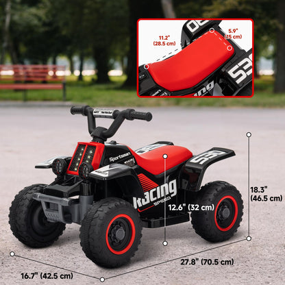 6V Kids ATV Quad, 4 Wheeler Battery Powered Electric Ride on Car w/ Lights, Forward Backward, Black