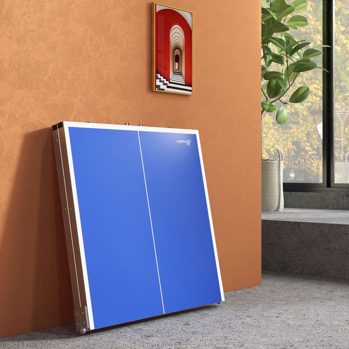 Portable Ping Pong Table Set, Table Tennis Table w/ Net, 2 Paddles, 3 Balls for Outdoor and Indoor, Easy Assembly, Blue