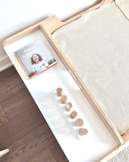 APPLE CRIB - Montessori Floor Bed with Rails & Shelves