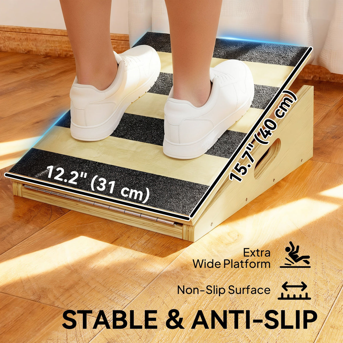 Slant Board, Portable Calf Stretcher with 4-Level Incline, Extra Side-Handle Design and Non-Slip Surface
