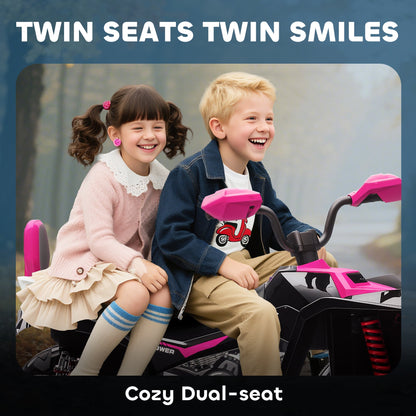 2-Seater All-Terrain 4 Wheeler, 24V Kids ATV Ride-On, Electric Quad Car with Dual Motor, for Boys and Girls, Black