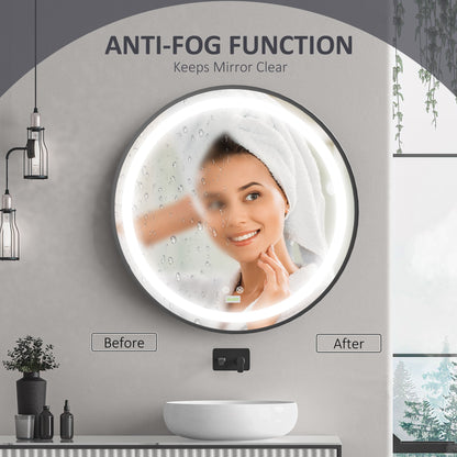 LED Bathroom Mirror for Vanity, Dimmable Lighted Anti Fog Wall Mirror with 3 Temperature Colors, Plug-in, 24 Inch