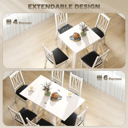 55" Extendable Dining Table for 4-6, Kitchen Table with Steel Slides and Felt Pads for Small Spaces, Black