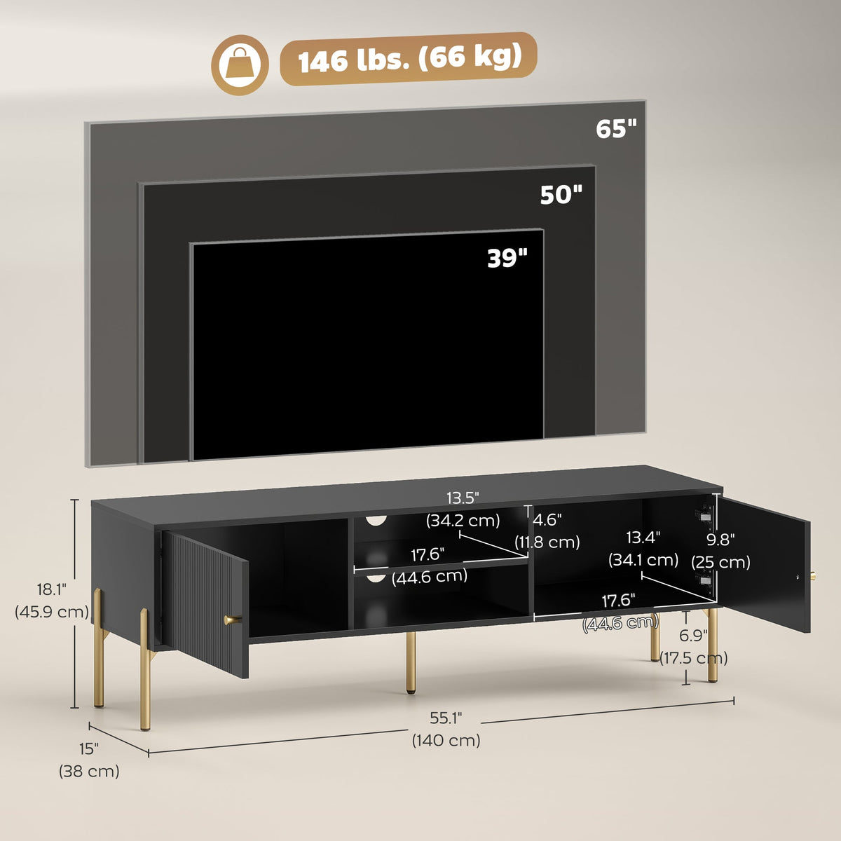 Harley TV Stand for TVs up to 65"-Black