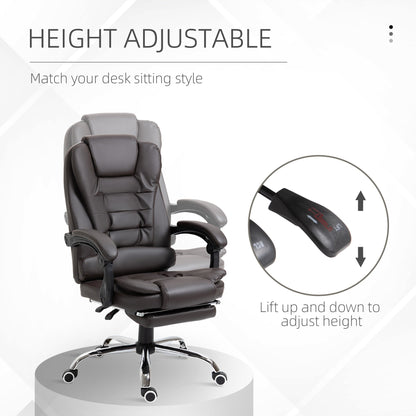 Ergonomic Office Chair with Back Support, PU leather Executive Office Chair with High Back, Retractable Footrest, Black