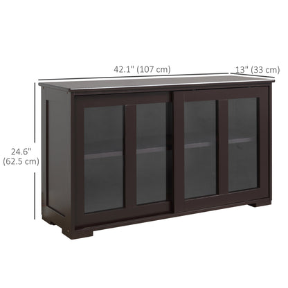 Modern Kitchen Sideboard, Stackable Storage Cabinet, Sliding Glass Door Console, Cupboard Serving Buffet for Kitchen & Dining Room, Black