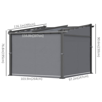 Metal Pergola with Sliding Roof Canopy, Retractable Pergola Canopy, 10' x 10', Beige