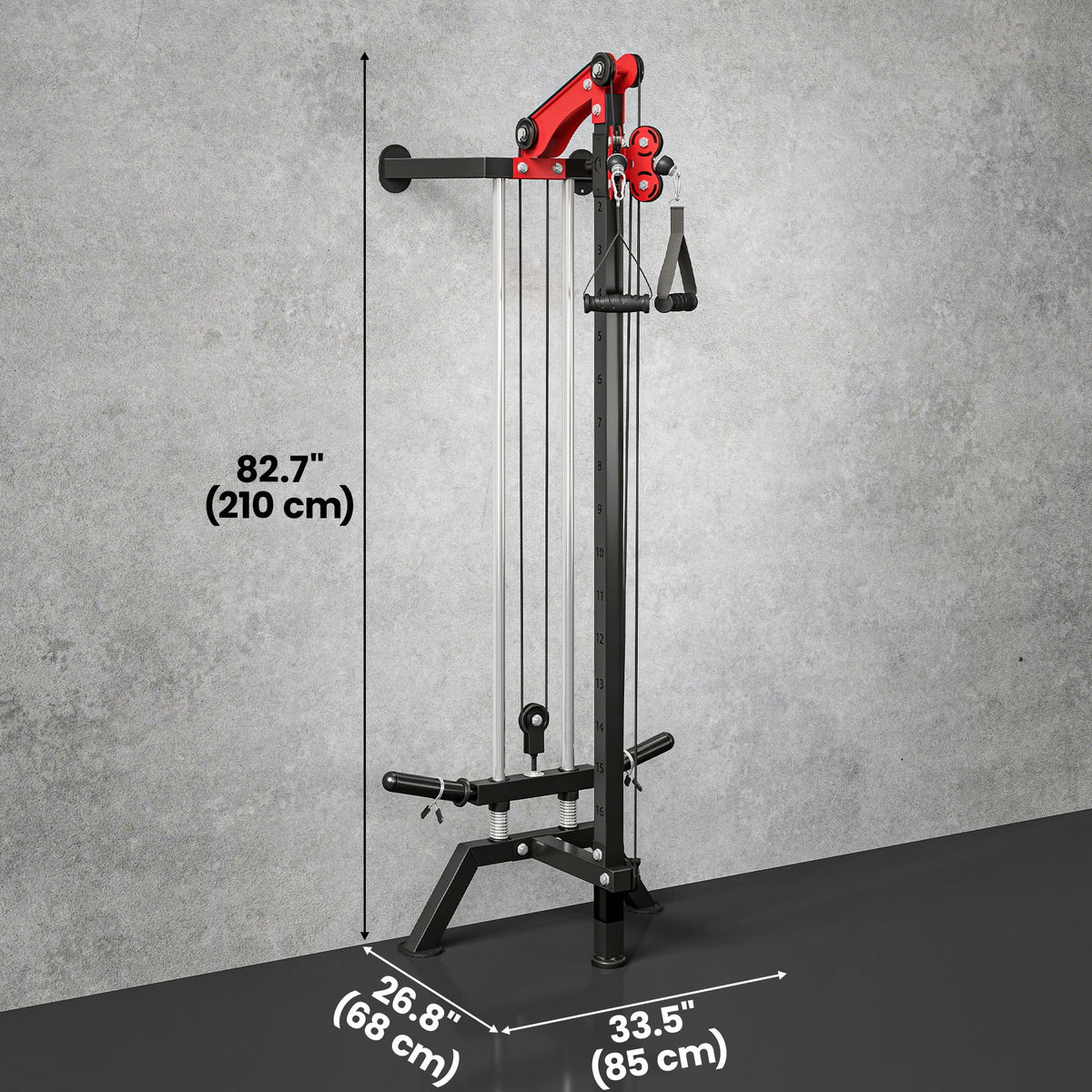 Wall Mount Cable Station, 16 Positions Adjustable Pulley Machine, Cable Crossover Machine with Handle Bar