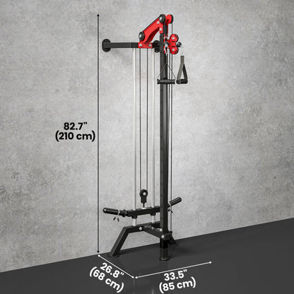 Wall Mount Cable Station, 16 Positions Adjustable Pulley Machine, Cable Crossover Machine with Handle Bar