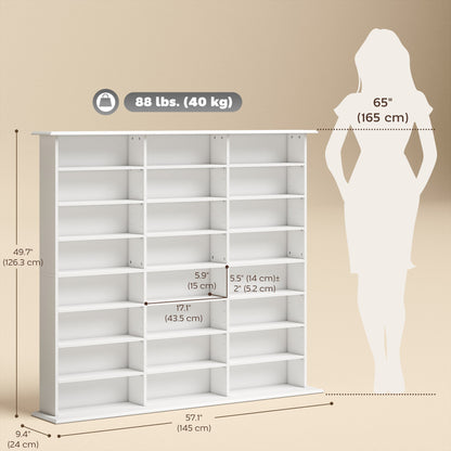 Media Storage Cabinet, 8-Tier DVD Shelf with 18 Adjustable Shelves, Holds 1032 CDs, 594 DVDs or Blu-rays, Black