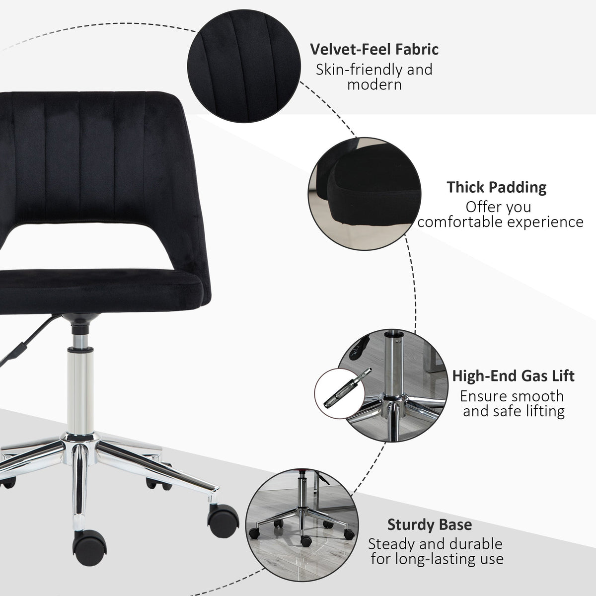 Mid Back Office Chair Velvet Fabric Swivel Scallop Shape Computer Desk Chair, Green