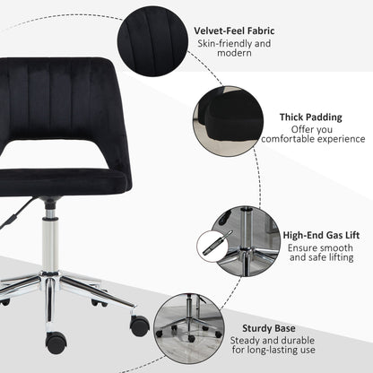 Mid Back Office Chair Velvet Fabric Swivel Scallop Shape Computer Desk Chair, Green