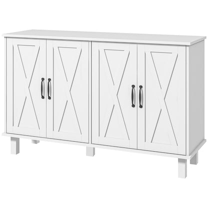 Kitchen Sideboard Cabinet with 4 Barn Doors and 2 Adjustable Shelves, Buffet Table for Living Room, Hallway, Black