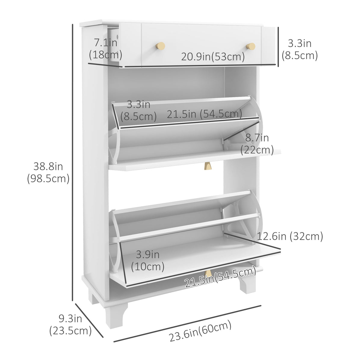 Slim Shoe Storage with 2 Flip Drawers and Adjustable Shelves Shoe Cabinet Organizer for 8 Pair, Black