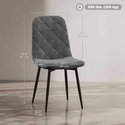 Dining Chairs Set of 4, Upholstered Dining Room Chairs with Steel Legs, Modern Kitchen Chair for Dining Room, Black
