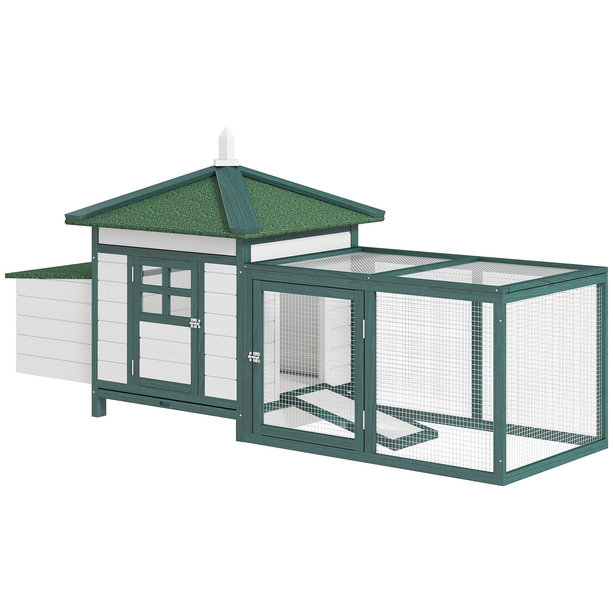 77" Chicken Coop Hen House Rabbit Hutch Poultry Cage Pen Outdoor Backyard with Nesting Box Run Natural