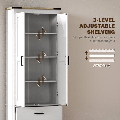 67" Tall Kitchen Pantry Storage Cabinet, Kitchen Pantry Cabinet with Doors, Drawers and Adjustable Shelves, Black