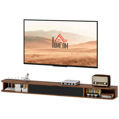 47" Floating TV Stand for TVs up to 50 Inch, Wall Mounted Media Console with Flip Drawer and 2 Open Shelves, Walnut