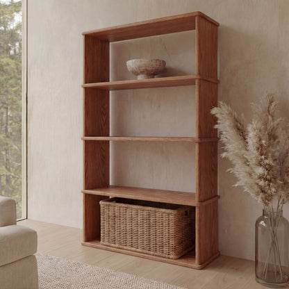 4 shelf bookcase in red oak
