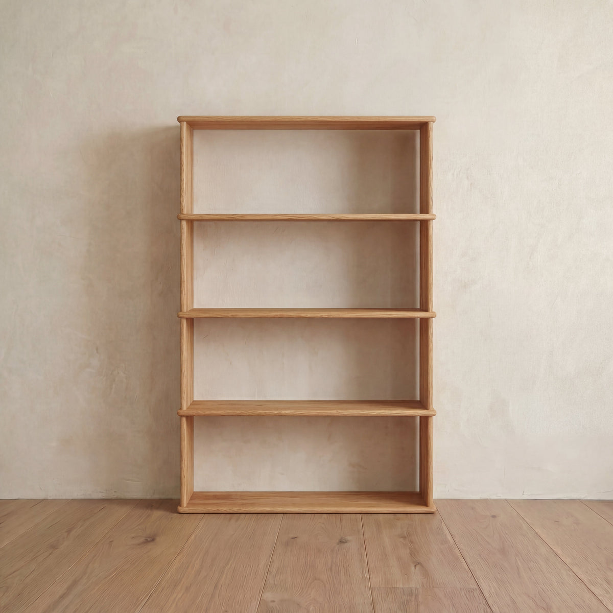 4 shelf bookcase in white oak