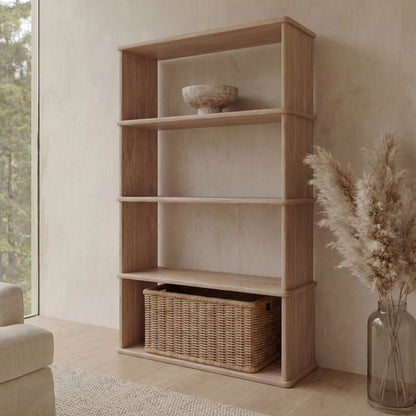 4 shelf bookcase in white oak
