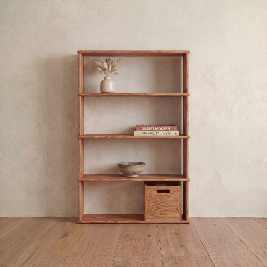 4 shelf bookcase in red oak