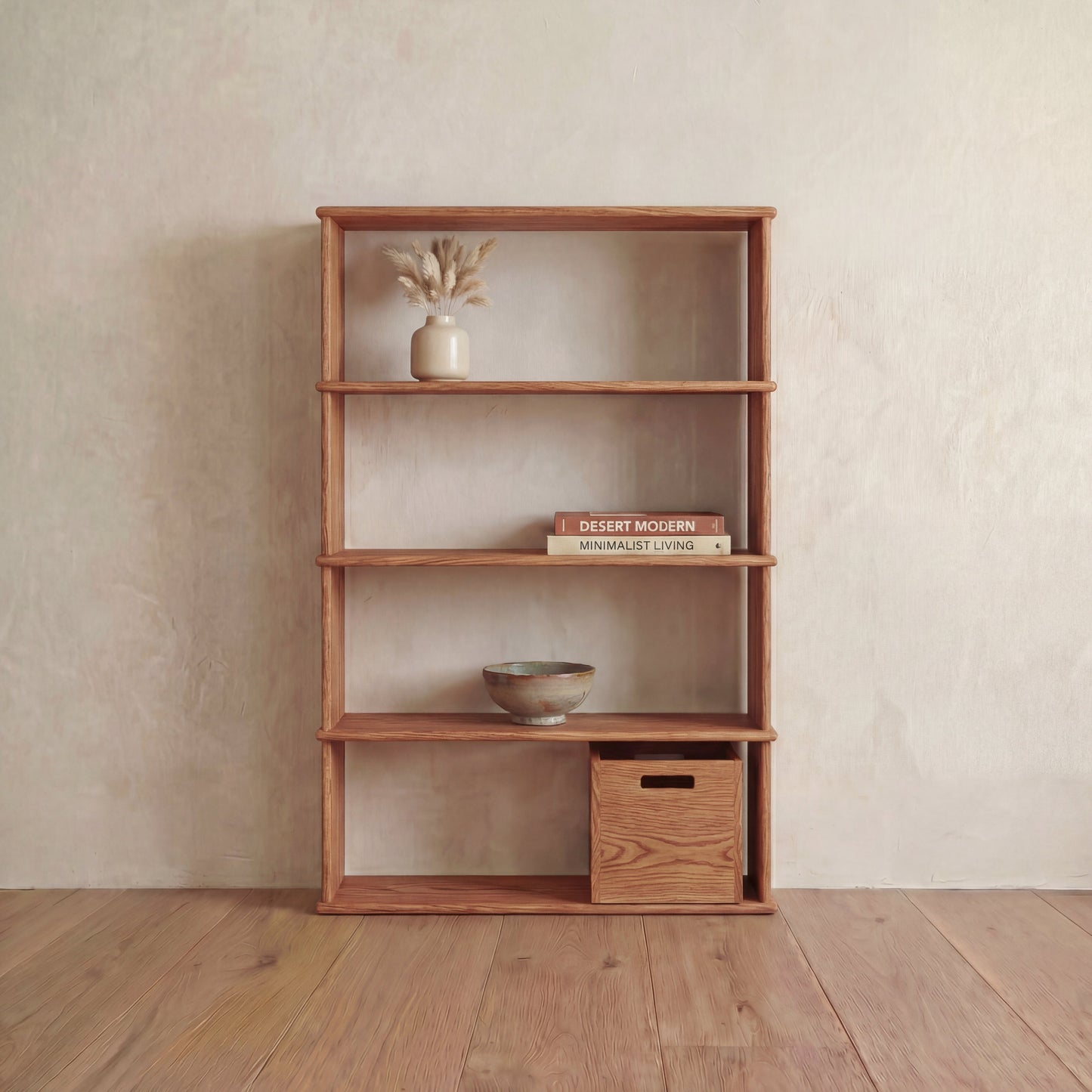 4 shelf bookcase in red oak