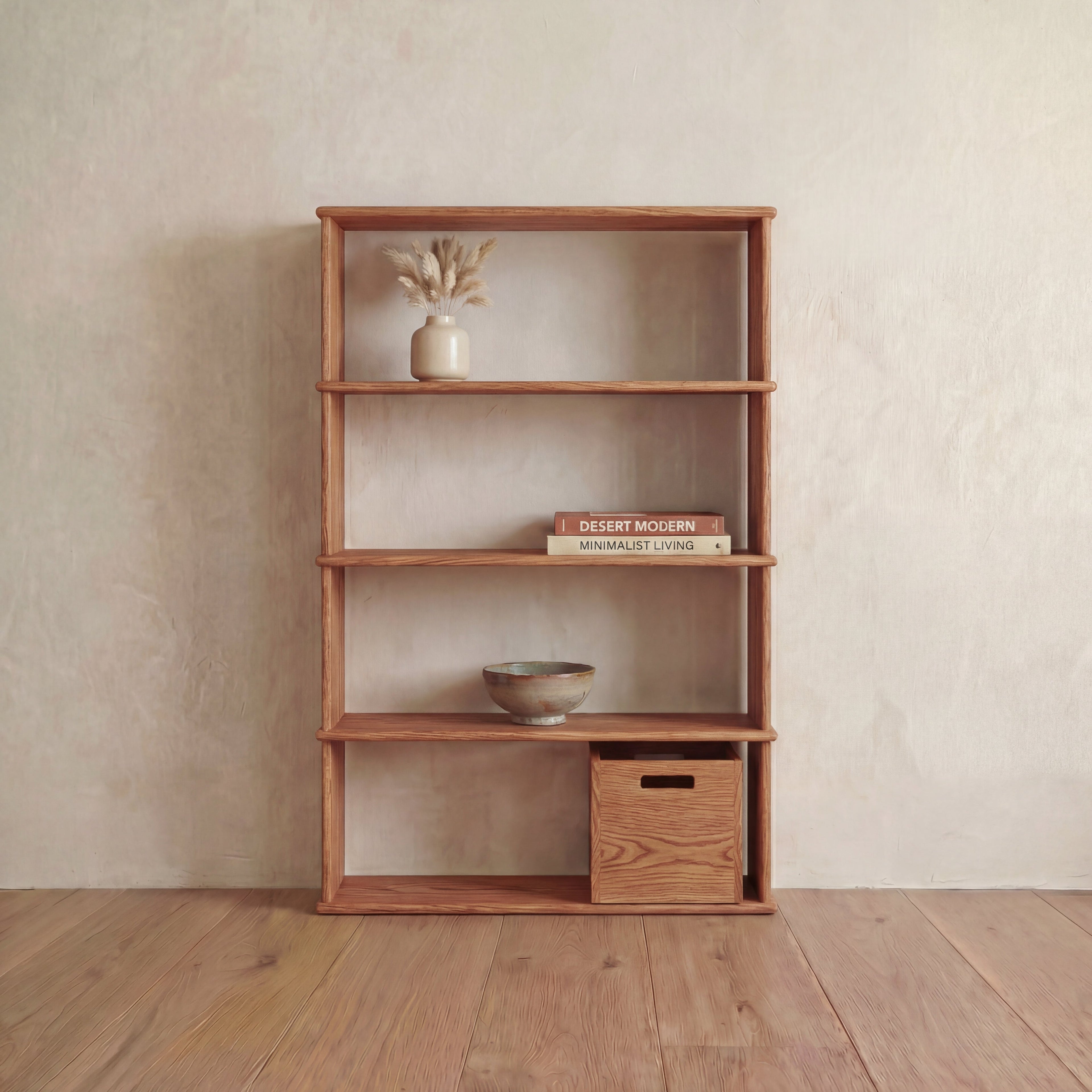 4 shelf bookcase in red oak