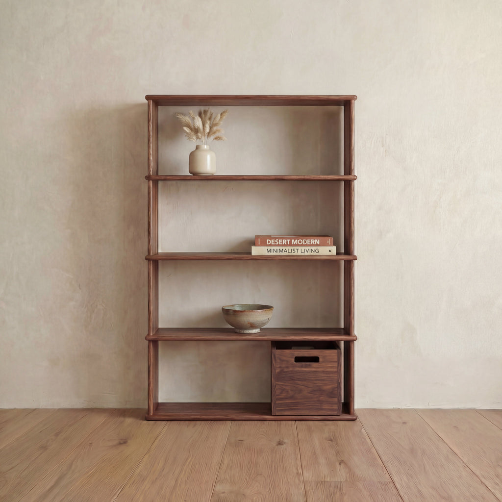 4 shelf bookcase in walnut