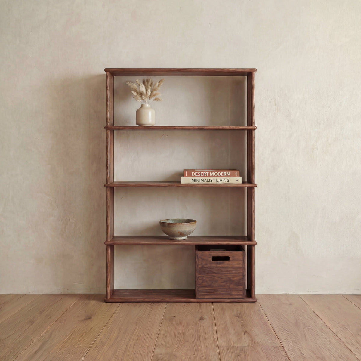 4 shelf bookcase in walnut