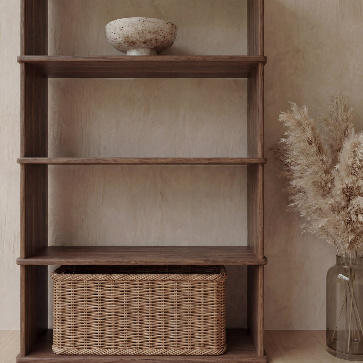 4 shelf bookcase in walnut