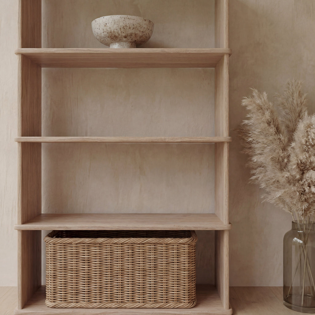 4 shelf bookcase in white oak